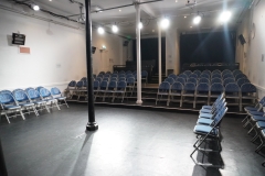 Studio from stage with thrust style seating